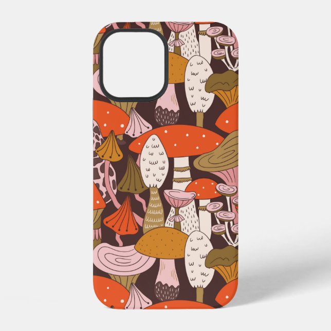 Hand drawn seamless pattern of mushroom and toadst iPhone case (Back)