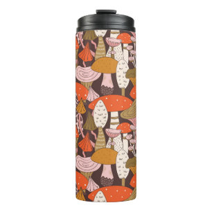 Hand drawn seamless pattern of mushroom and toadst thermal tumbler