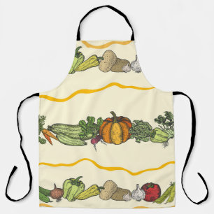 Hand drawn seamless pattern of natural vegetables apron