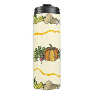 Hand drawn seamless pattern of natural vegetables  thermal tumbler