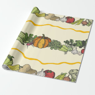 Hand drawn seamless pattern of natural vegetables wrapping paper