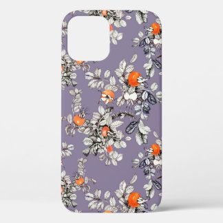 Hand drawn seamless pattern with branches and frui iPhone 12 case