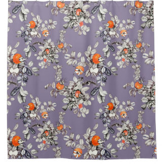Hand drawn seamless pattern with branches and frui shower curtain