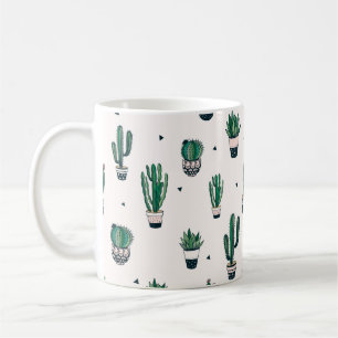 Hand drawn seamless pattern with cacti and succule coffee mug