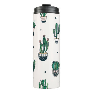 Hand drawn seamless pattern with cacti and succule thermal tumbler