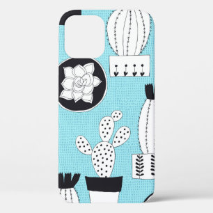 Hand drawn seamless pattern with cactus and succul iPhone 12 case