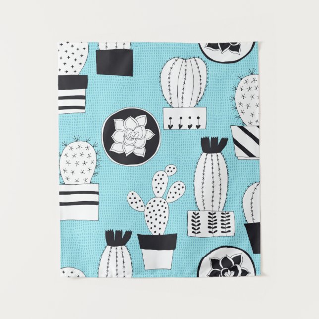 Hand drawn seamless pattern with cactus and succul tapestry (Front)