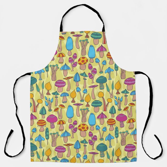 Hand drawn seamless pattern with hand drawn doodle apron (Front)
