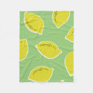 Hand drawn seamless pattern with lemons in yellow, fleece blanket