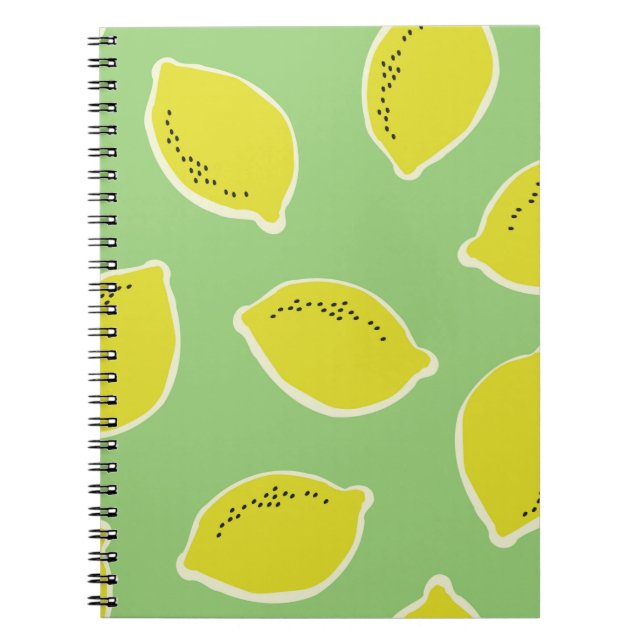 Hand drawn seamless pattern with lemons in yellow, notebook (Front)