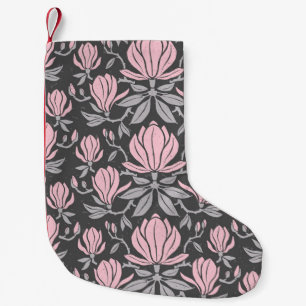 Hand-drawn seamless pattern with magnolia flowers. small christmas stocking