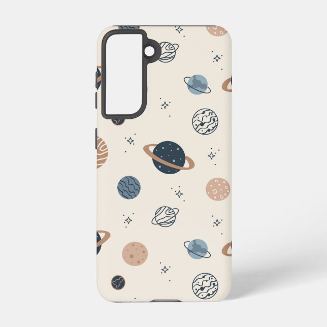 Hand Drawn Seamless Pattern with Planets Samsung Galaxy S21 Case (Back)