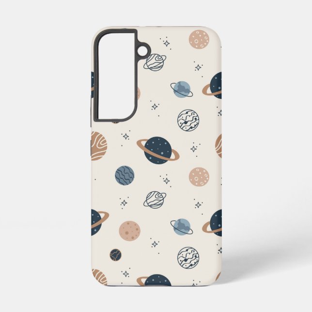 Hand Drawn Seamless Pattern with Planets Samsung Galaxy S22 Case (Back)
