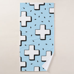 hand drawn seamless pattern with plus signs bath towel