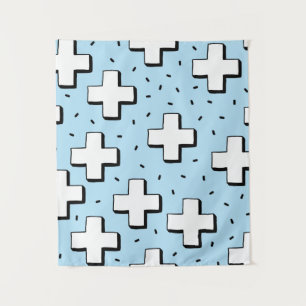 hand drawn seamless pattern with plus signs tapestry
