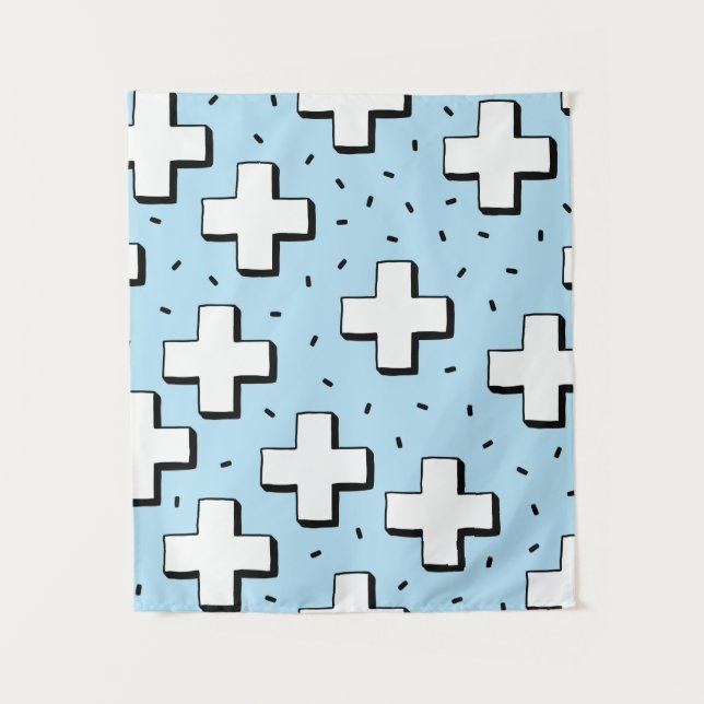 hand drawn seamless pattern with plus signs tapestry (Front)
