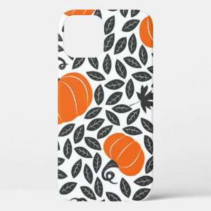Hand drawn seamless pattern with pumpkins and leav iPhone 12 case