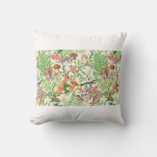Hand drawn seamless pattern with watercolor forest cushion
