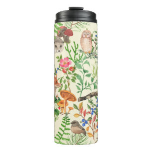 Hand drawn seamless pattern with watercolor forest thermal tumbler