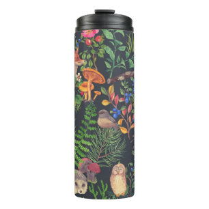 Hand drawn seamless pattern with watercolor forest thermal tumbler