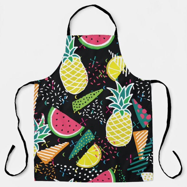 Hand drawn seamless pattern with  watermelon pinea apron (Front)