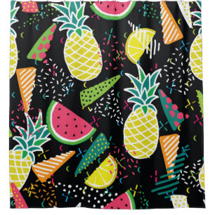 Hand drawn seamless pattern with watermelon pinea shower curtain