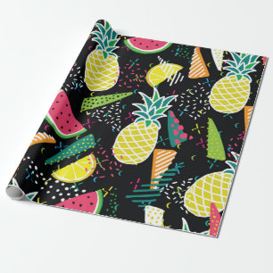 Hand drawn seamless pattern with watermelon pinea wrapping paper