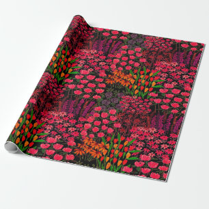 Hand drawn seamless pattern with wildflowers wrapping paper
