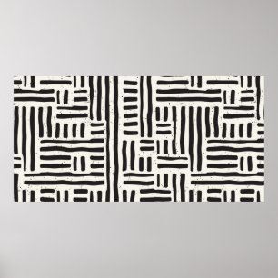 Hand drawn seamless repeating pattern with lines t poster