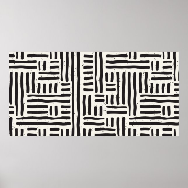 Hand drawn seamless repeating pattern with lines t poster (Front)