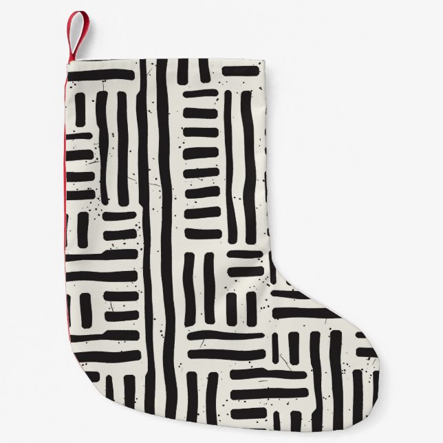Hand drawn seamless repeating pattern with lines t small christmas stocking (Front)