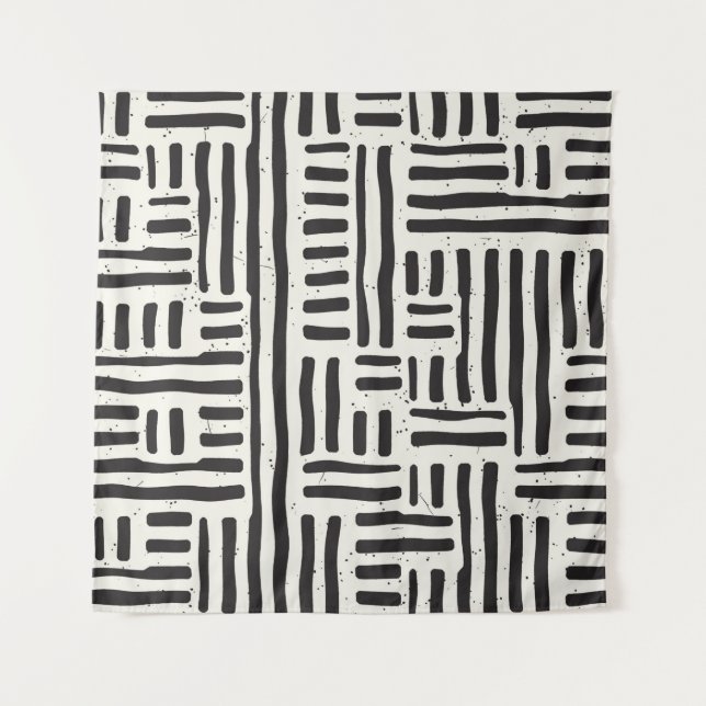 Hand drawn seamless repeating pattern with lines t tapestry (Front)