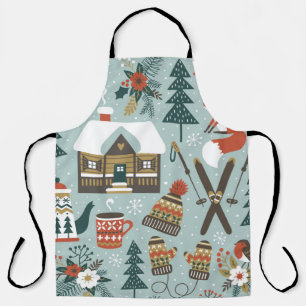 Hand drawn seamless vintage pattern with cute fore apron