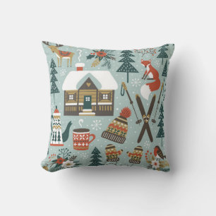 Hand drawn seamless vintage pattern with cute fore cushion