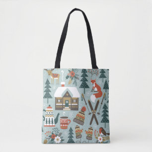 Hand drawn seamless vintage pattern with cute fore tote bag