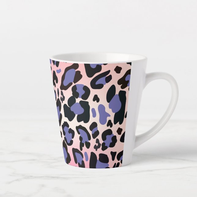Hand-drawn Seamless watercolor leopard print Latte Mug (Right)