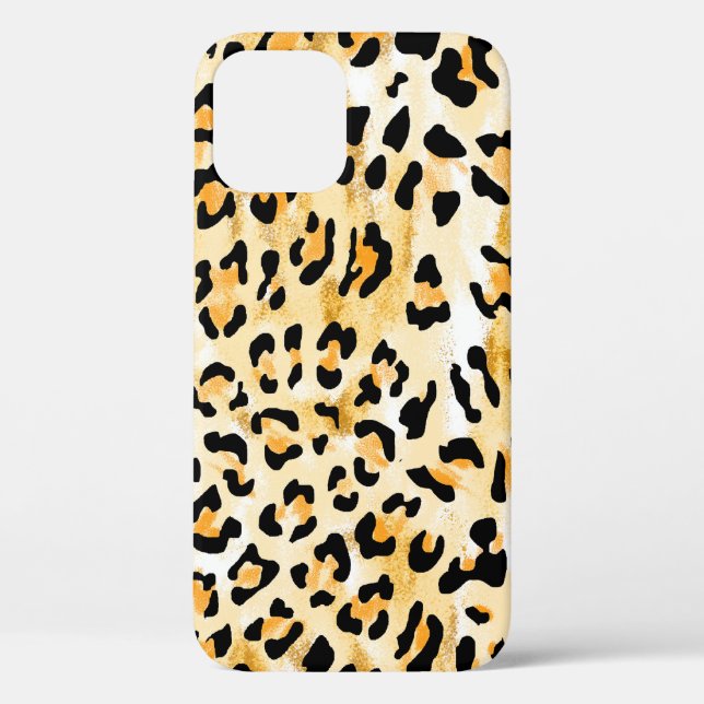 hand drawn seamless yellow and white colour leopar Case-Mate iPhone case (Back)