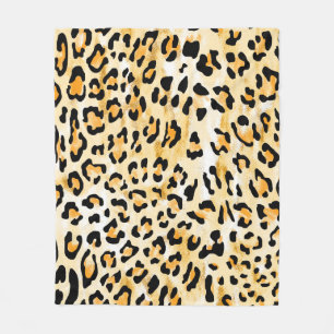 hand drawn seamless yellow and white colour leopar fleece blanket