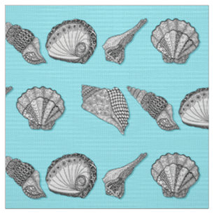 Hand Drawn Seashell Beach Decor DIY Colour Fabric