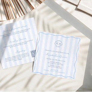 Hand-Drawn Seashell Monogram Coastal Bridal Shower Invitation