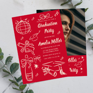 Hand Drawn Senior Graduation Invitation Template,