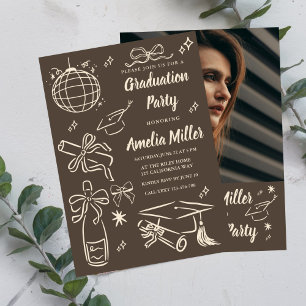 Hand Drawn Senior Graduation Invitation Template,