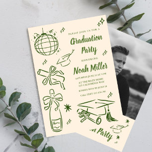 Hand Drawn Senior Graduation Invitation Template,
