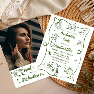 Hand Drawn Senior Graduation Invitation Template,