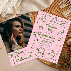 Hand Drawn Senior Graduation Invitation Template,