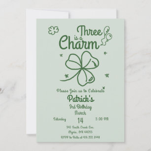Hand Drawn Shamrock Any Age Birthday Invitation