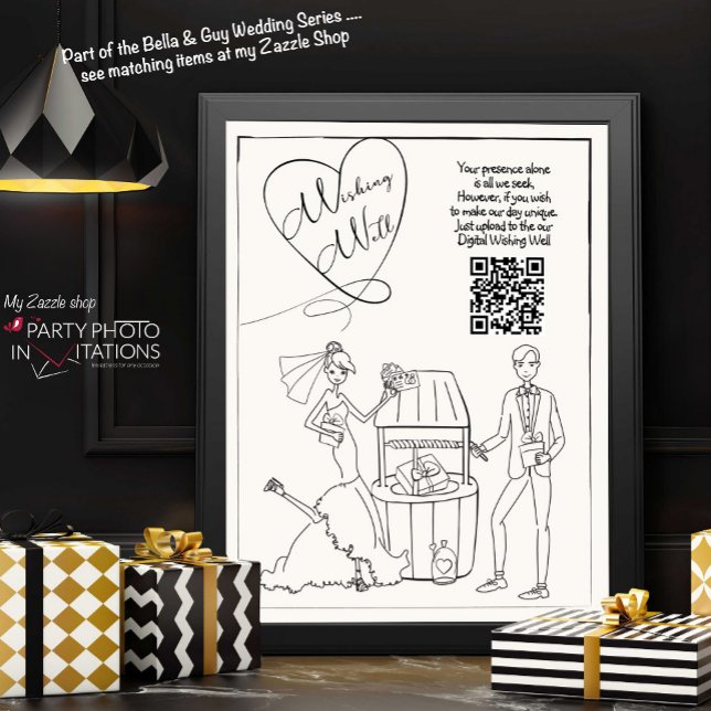Hand drawn Share the Love Wishing Well Sign (Bella & Guy Wishing Well Wedding Sign)