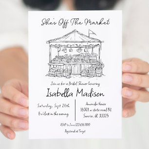 Hand Drawn She's Off The Market Bridal Shower Invitation