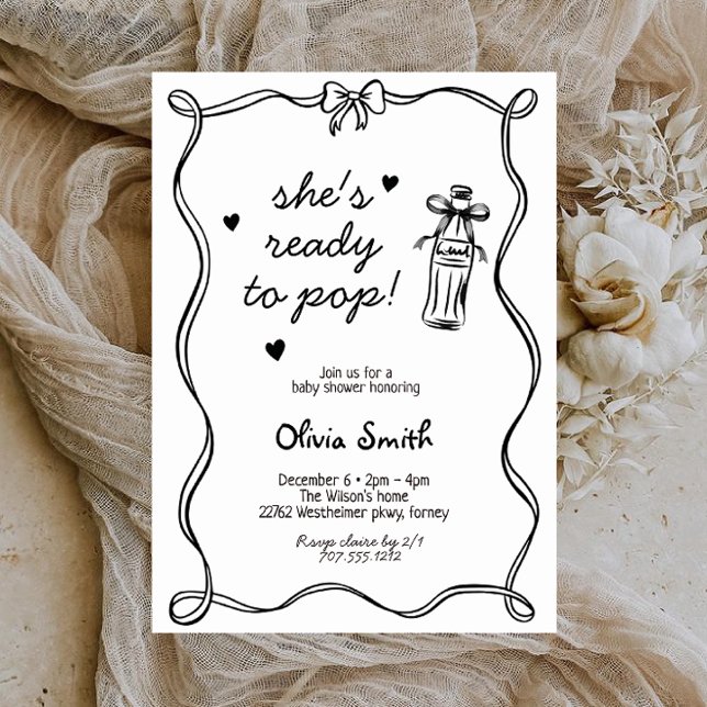 Hand drawn She's Ready to Pop Soda Baby Shower   Invitation (Creator Uploaded)