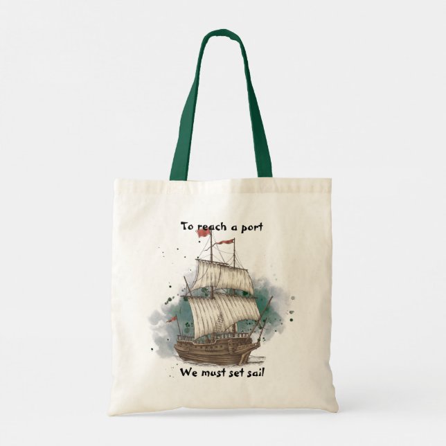 Hand Drawn Ship Tote Bag (Back)